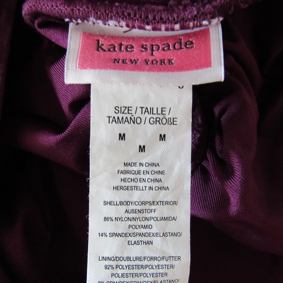Kate Spade New York Textured Belted Halter Swimsuit Medium Deep Plunge Purple - Picture 10 of 10